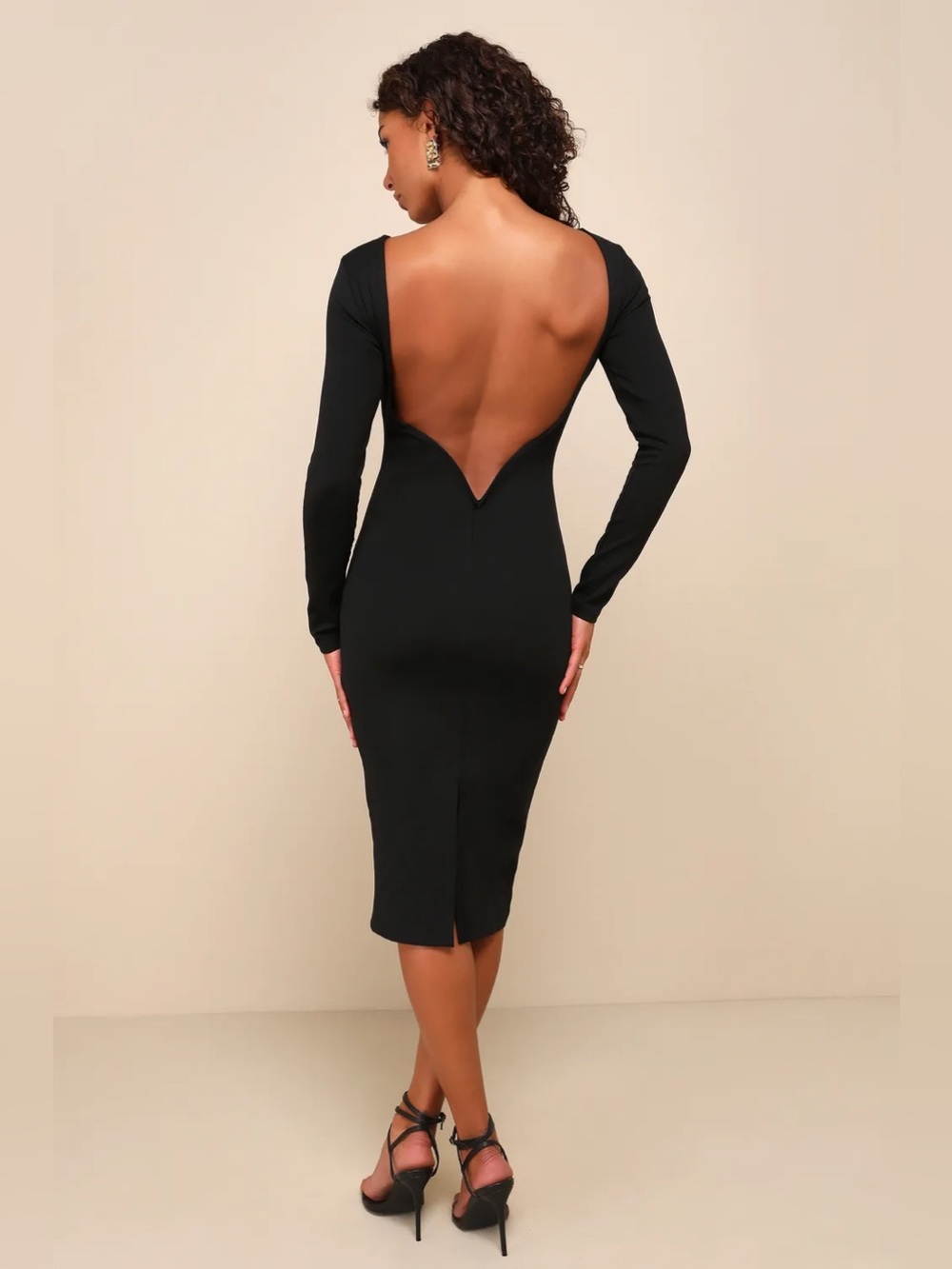 Lulus Va Va Voom Black Backless Midi Dress large